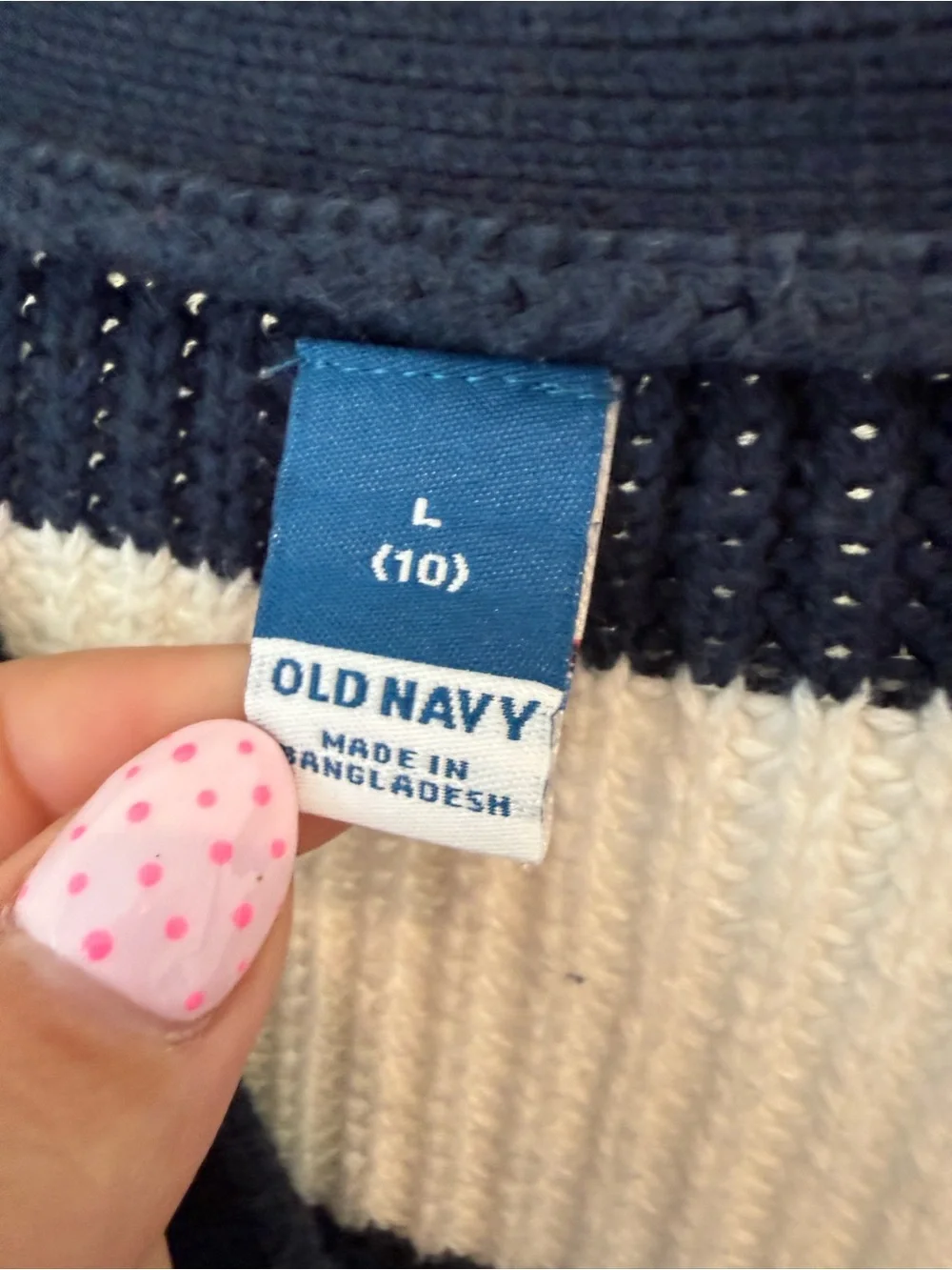 Old Navy Striped V-Neck Button Cardigan Sweater - Navy & White